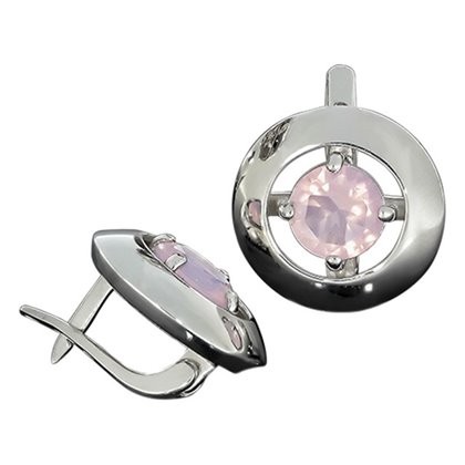 Сережки 644 кварц рожевий Rh Timofeev