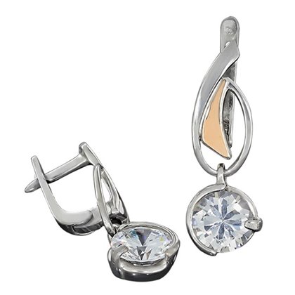 Сережки 645 цирконій білий Rh Timofeev