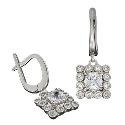 Сережки 646 цирконій білий Rh Timofeev