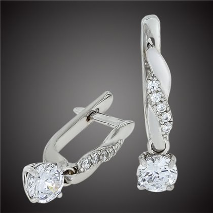 Сережки 655 цирконій білий Rh Timofeev