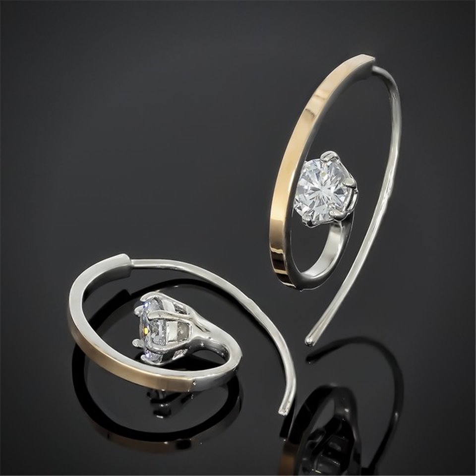 Сережки 660 цирконій білий Rh Timofeev
