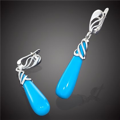 Сережки 677 бірюза імітація Rh Timofeev