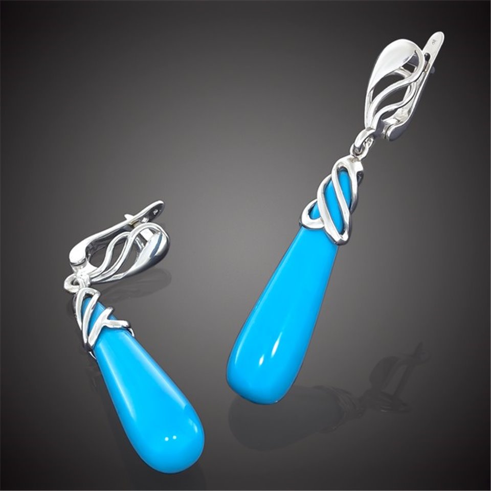 Сережки 677 бірюза імітація Rh Timofeev