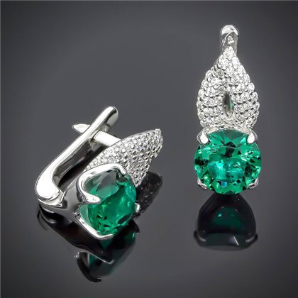 Сережки 512(2) кварц зелений Rh Timofeev