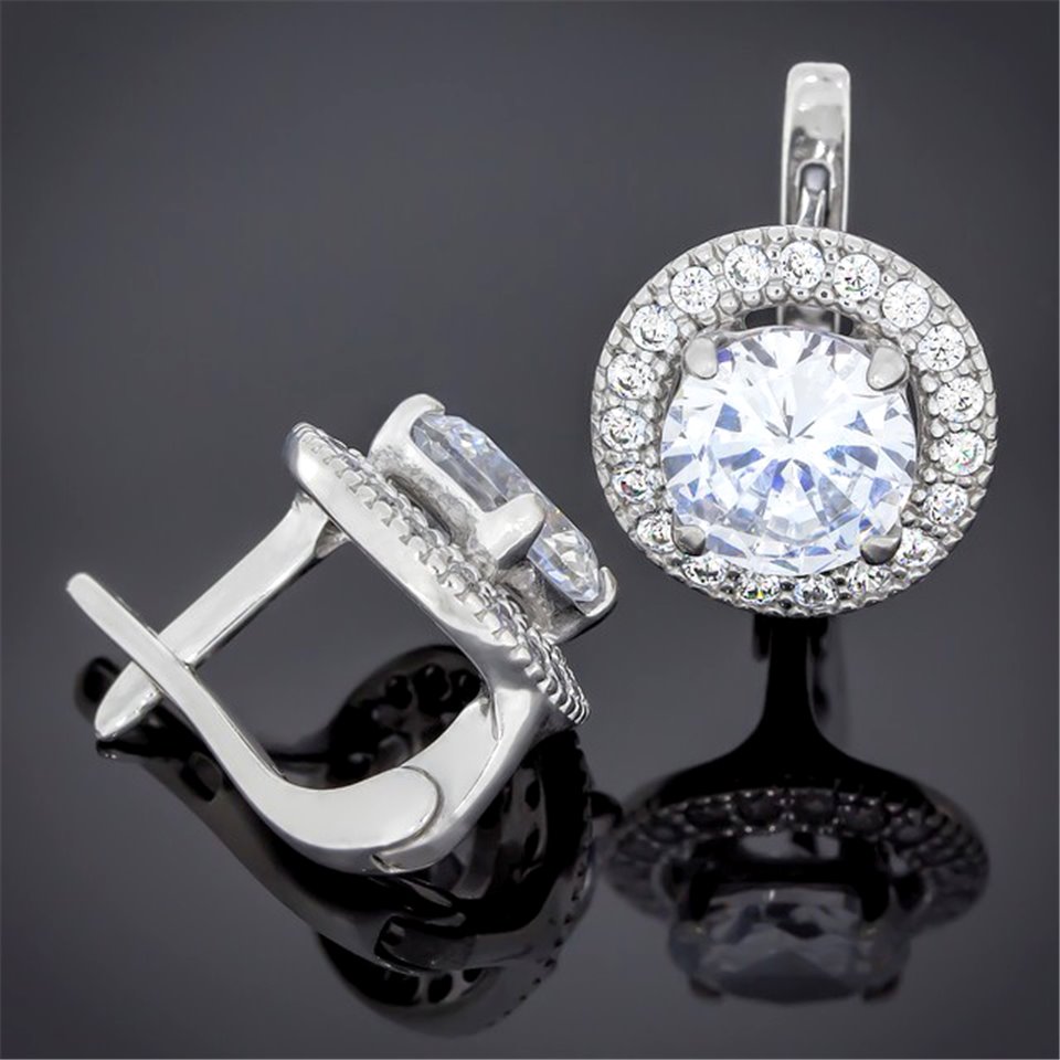 Сережки 536 цирконій білий Rh Timofeev