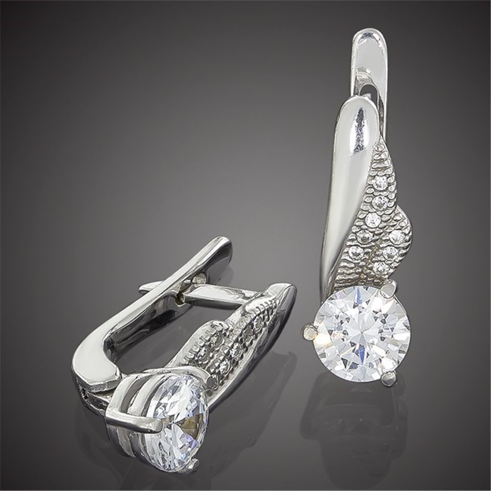 Сережки 802 цирконій білий Rh Timofeev