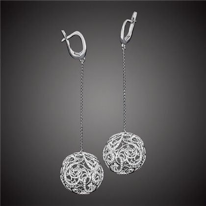 Сережки 805(2) цирконій білий Rh Timofeev