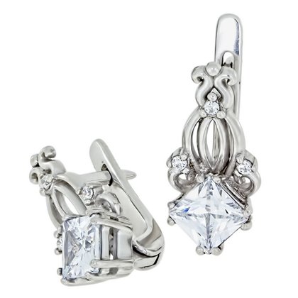 Сережки 807 цирконій білий Rh Timofeev