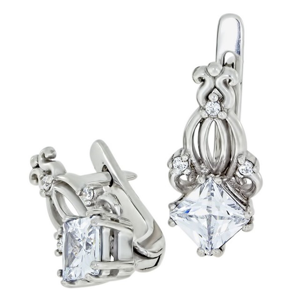 Сережки 807 цирконій білий Rh Timofeev