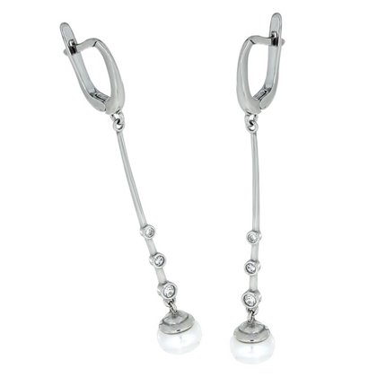 Сережки 826 перлина біла Rh Timofeev