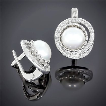 Сережки 562 перлина біла Rh Timofeev