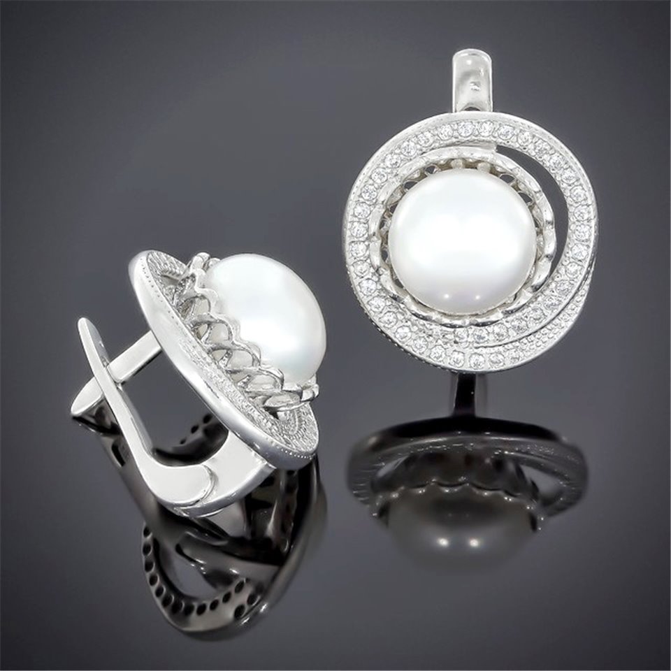 Сережки 562 перлина біла Rh Timofeev