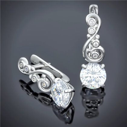 Сережки 560 цирконій білий Rh Timofeev