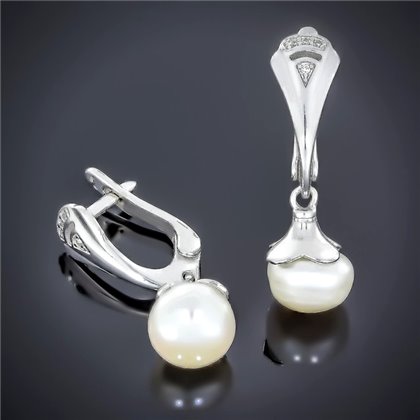 Сережки 559 перлина біла Rh Timofeev