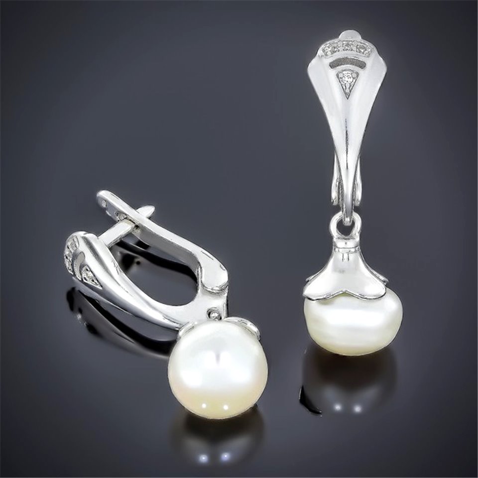 Сережки 559 перлина біла Rh Timofeev