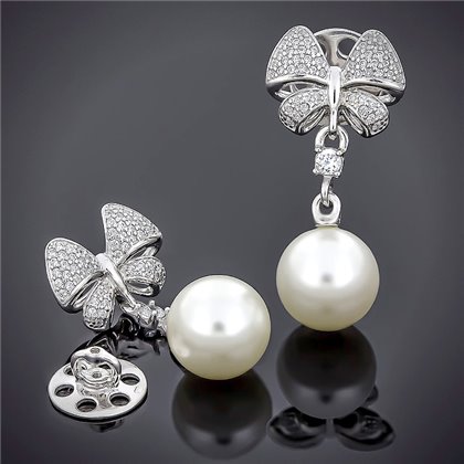 Сережки 555 перлина біла Rh Timofeev