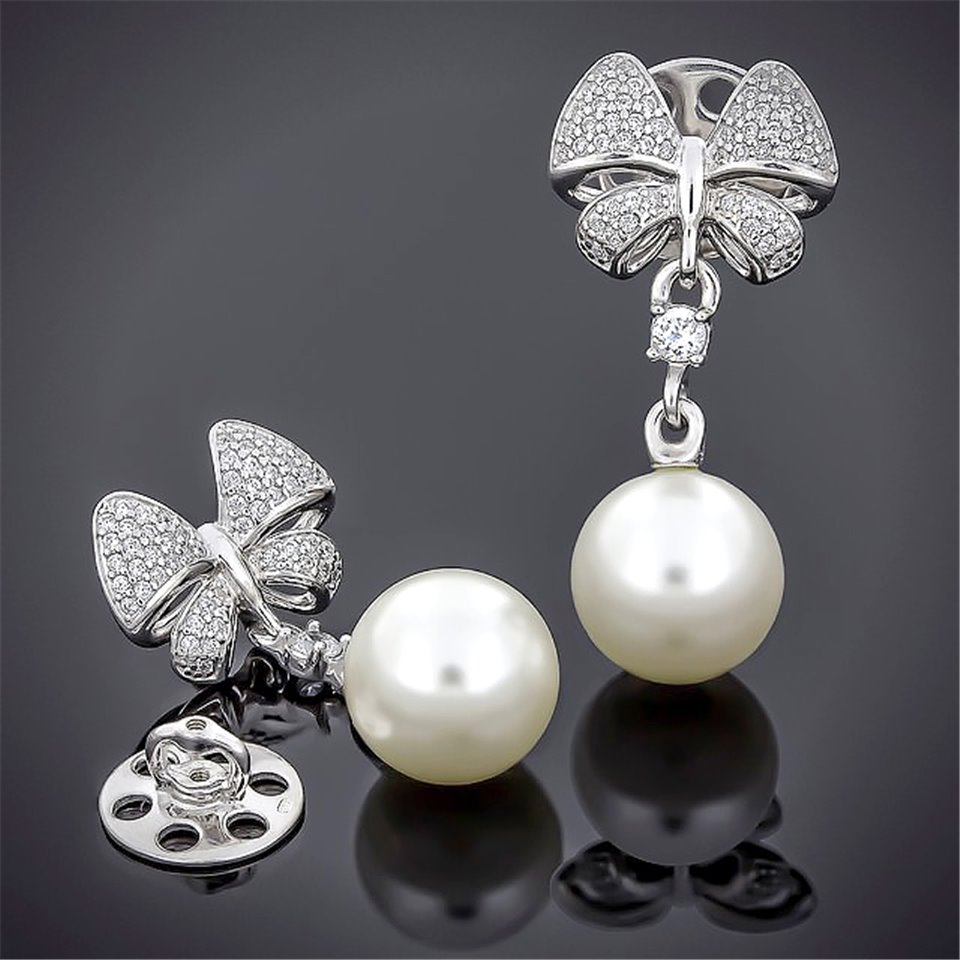 Сережки 555 перлина біла Rh Timofeev