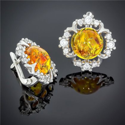 Сережки 550 янтарь жовтий імітація Rh Timofeev