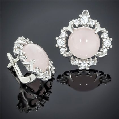 Сережки 550 кварц рожевий Rh Timofeev