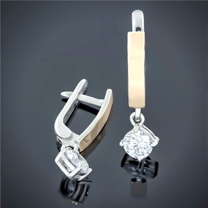 Сережки 547 цирконій білий Rh Timofeev