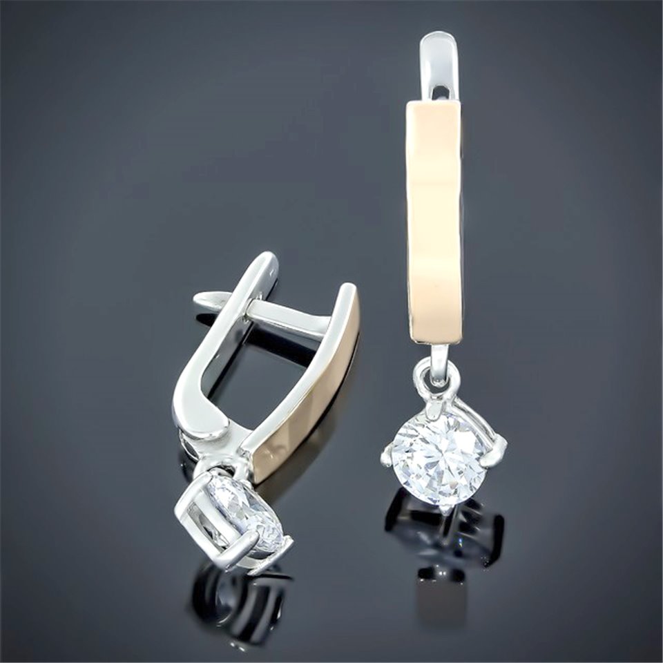 Сережки 547 цирконій білий Rh Timofeev