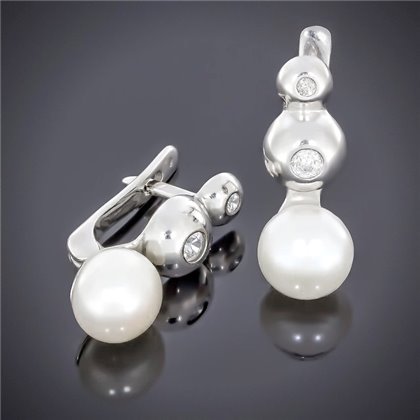 Сережки 546 перлина біла Rh Timofeev