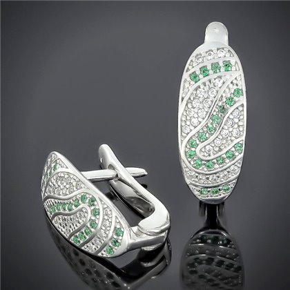 Сережки 542 біло зелені Rh Timofeev