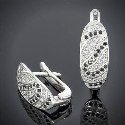 Сережки 542 чорно білі Rh Timofeev