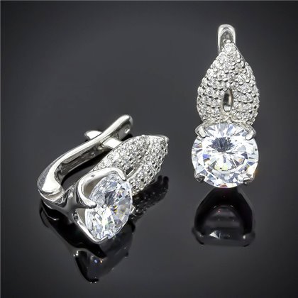 Сережки 512(2) цирконій білий Rh Timofeev