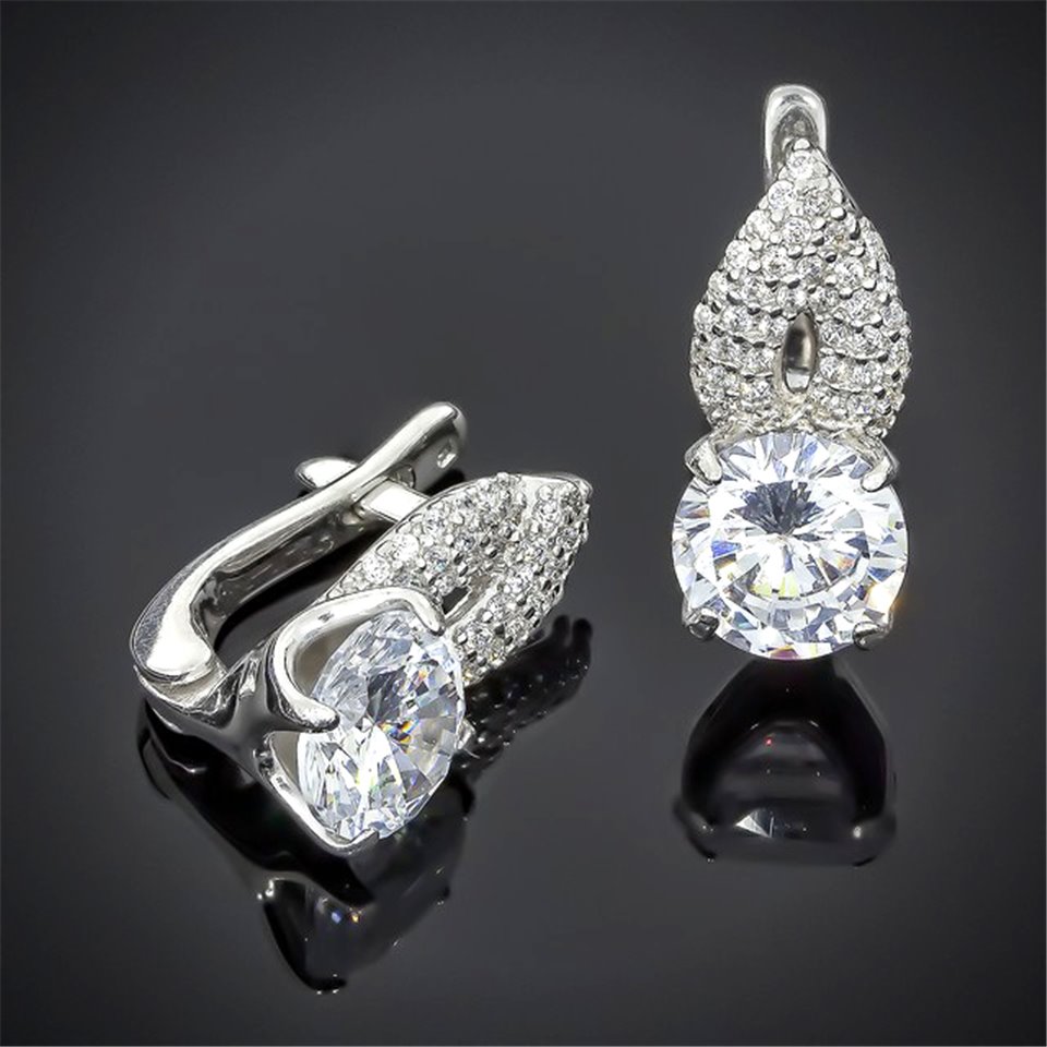 Сережки 512(2) цирконій білий Rh Timofeev