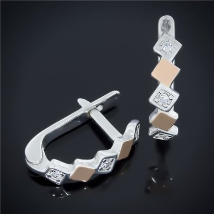 Сережки 501 цирконій білий Rh Timofeev