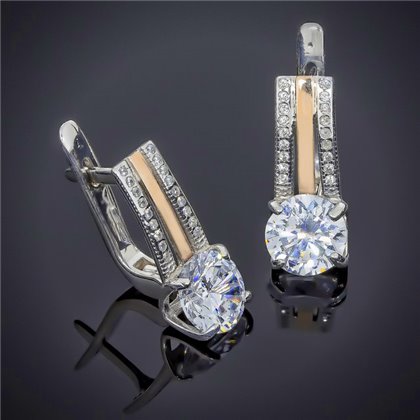 Сережки 499 цирконій білий Rh Timofeev