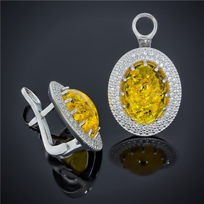 Сережки 476 янтарь жовтий імітація Rh Timofeev