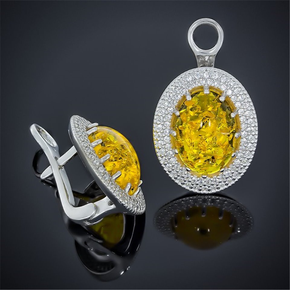 Сережки 476 янтарь жовтий імітація Rh Timofeev