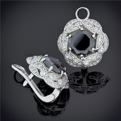 Сережки 454 цирконій чорний Rh Timofeev