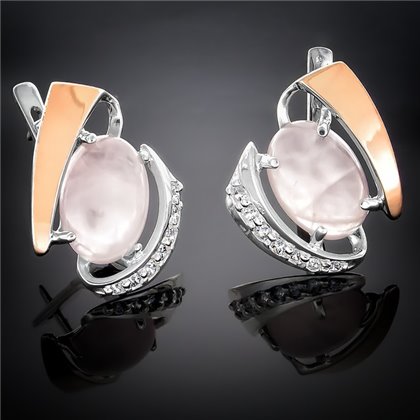 Сережки 32 кварц рожевий (2) Rh Timofeev