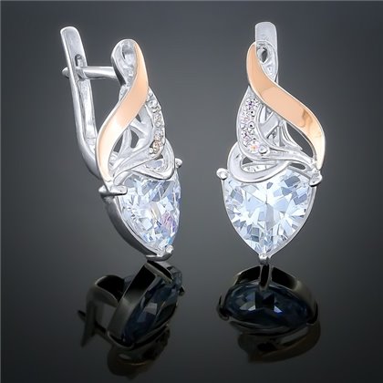 Сережки 185 цирконій білий Rh Timofeev