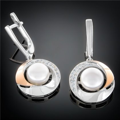 Сережки 188 перлина бiла Rh Timofeev