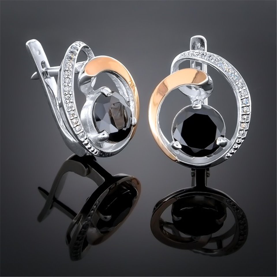 Сережки 192 цирконій чорний Rh Timofeev