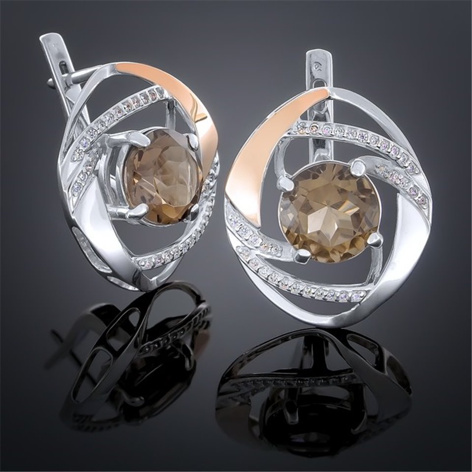 Сережки 194 раухтопаз Rh Timofeev