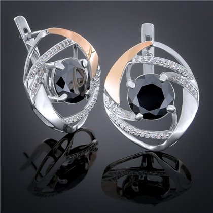 Сережки 194 цирконій чорний Rh Timofeev