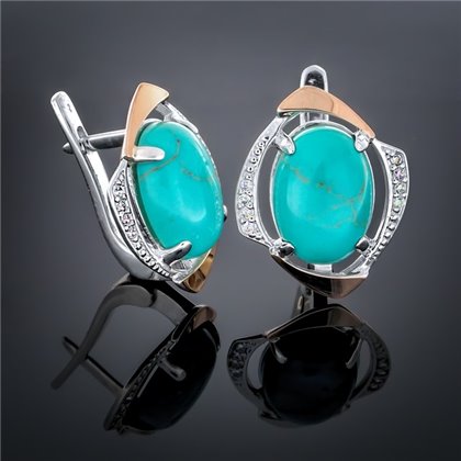 Сережки 207 бірюза імітація Rh Timofeev