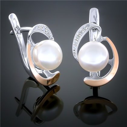 Сережки 208 перлина біла Rh Timofeev