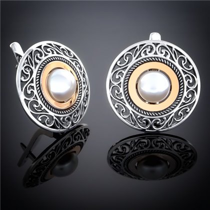 Сережки 240(2) перлина біла Timofeev