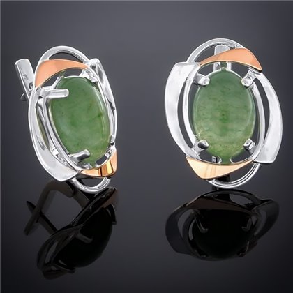 Сережки 242 авантюрин зелений Rh Timofeev