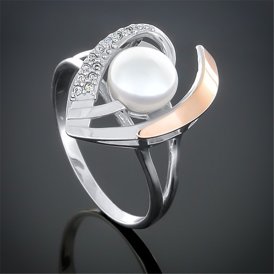 Перстень 178(2) перлина біла Rh Timofeev