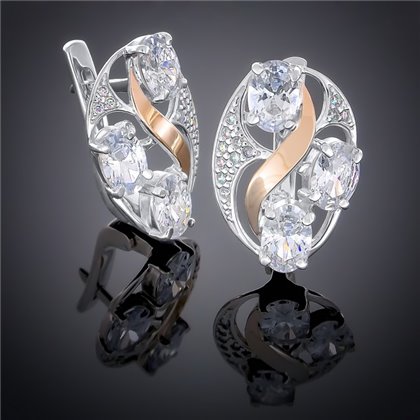 Сережки 248 цирконій білий Rh Timofeev