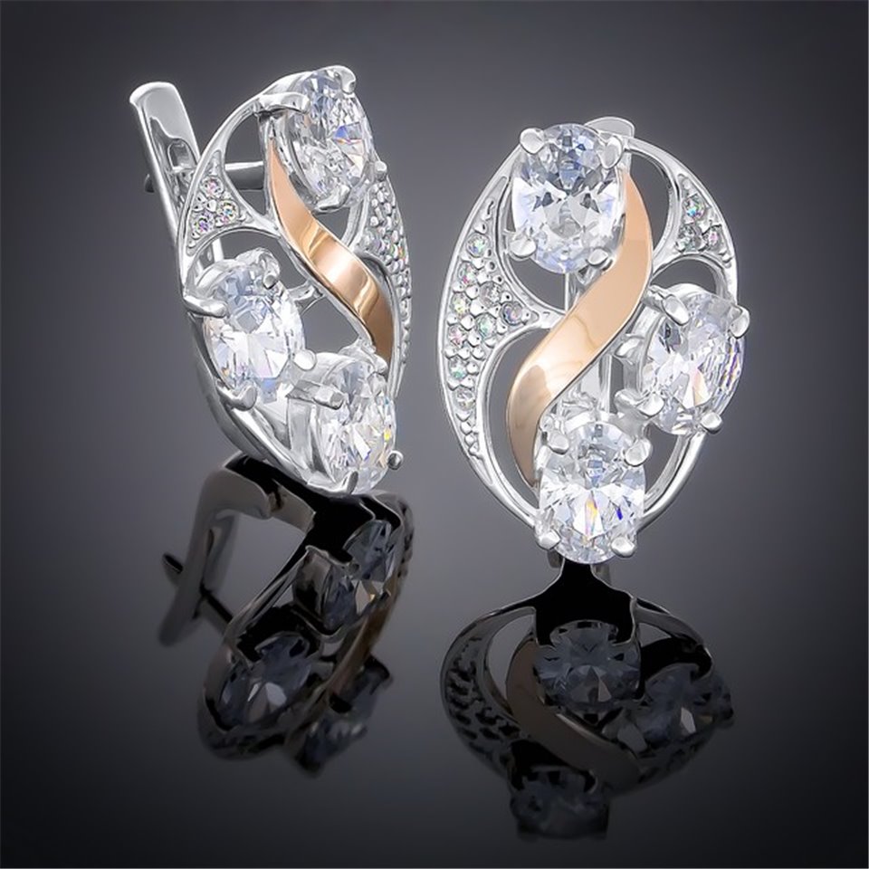 Сережки 248 цирконій білий Rh Timofeev