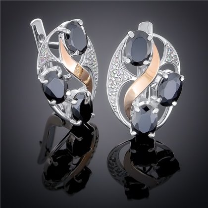 Сережки 248 цирконій чорний Rh Timofeev