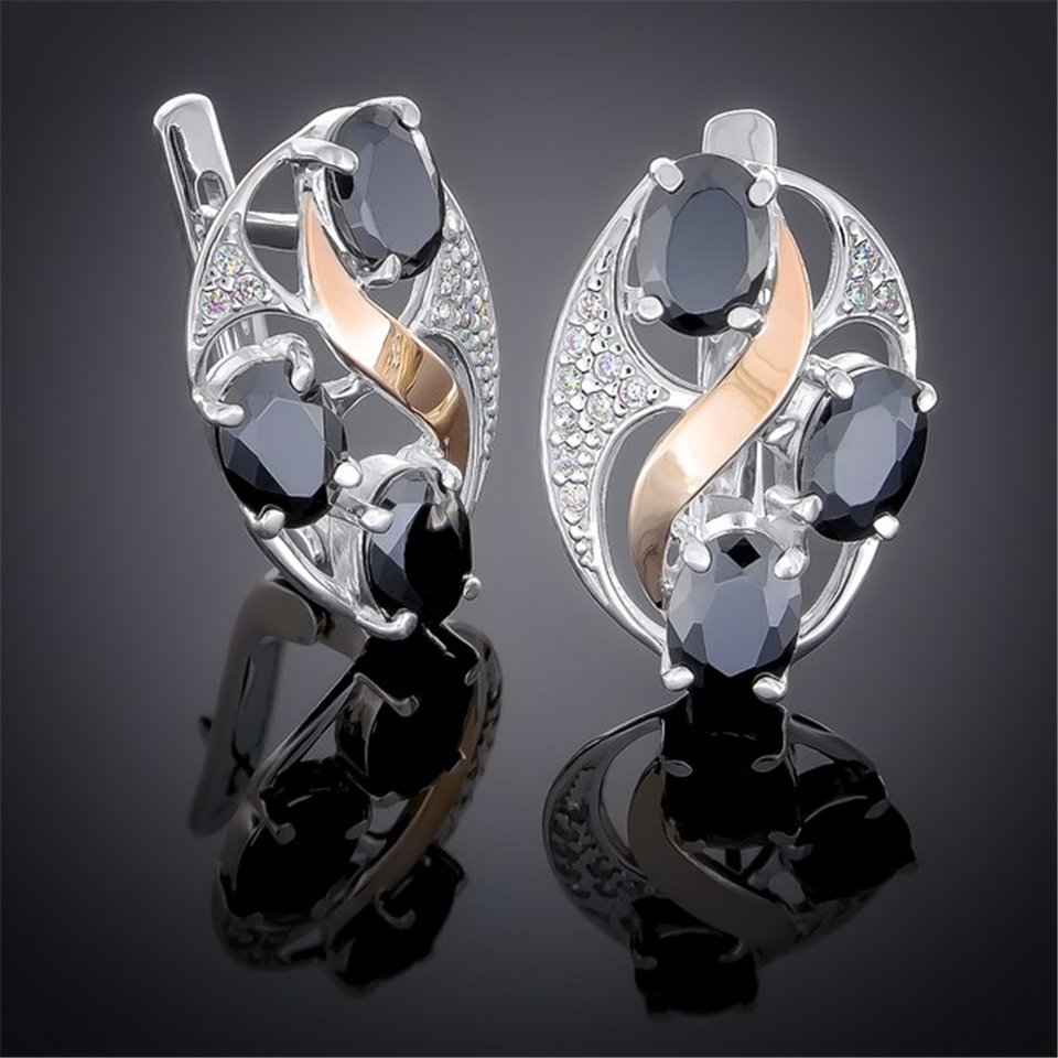 Сережки 248 цирконій чорний Rh Timofeev